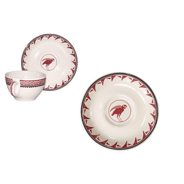 Saucer - Mimbreño White & Maroon | Mimbreño