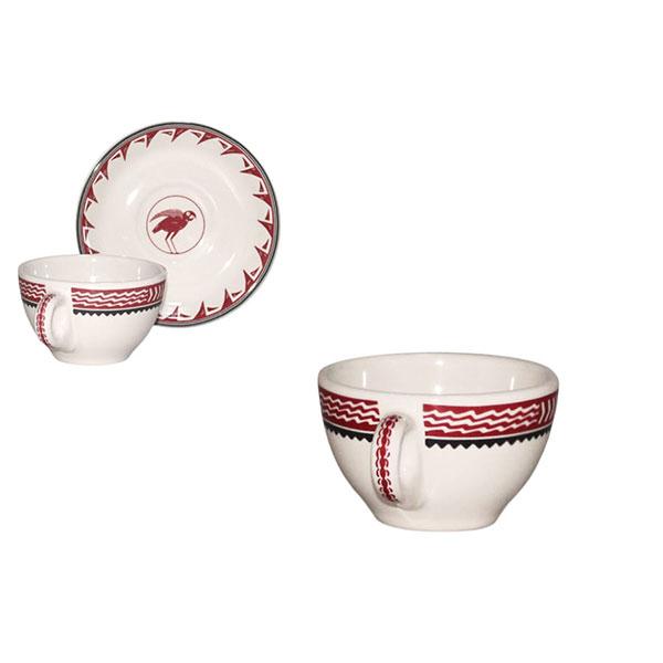 Coffee Cup - Mimbreño White & Maroon | Mimbreño