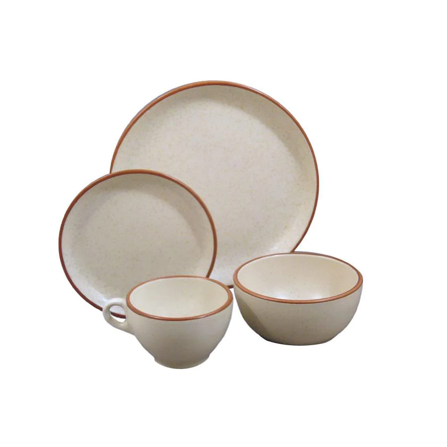 Dinnerware Set - 4 piece -Beige & Brown | Della Terra
